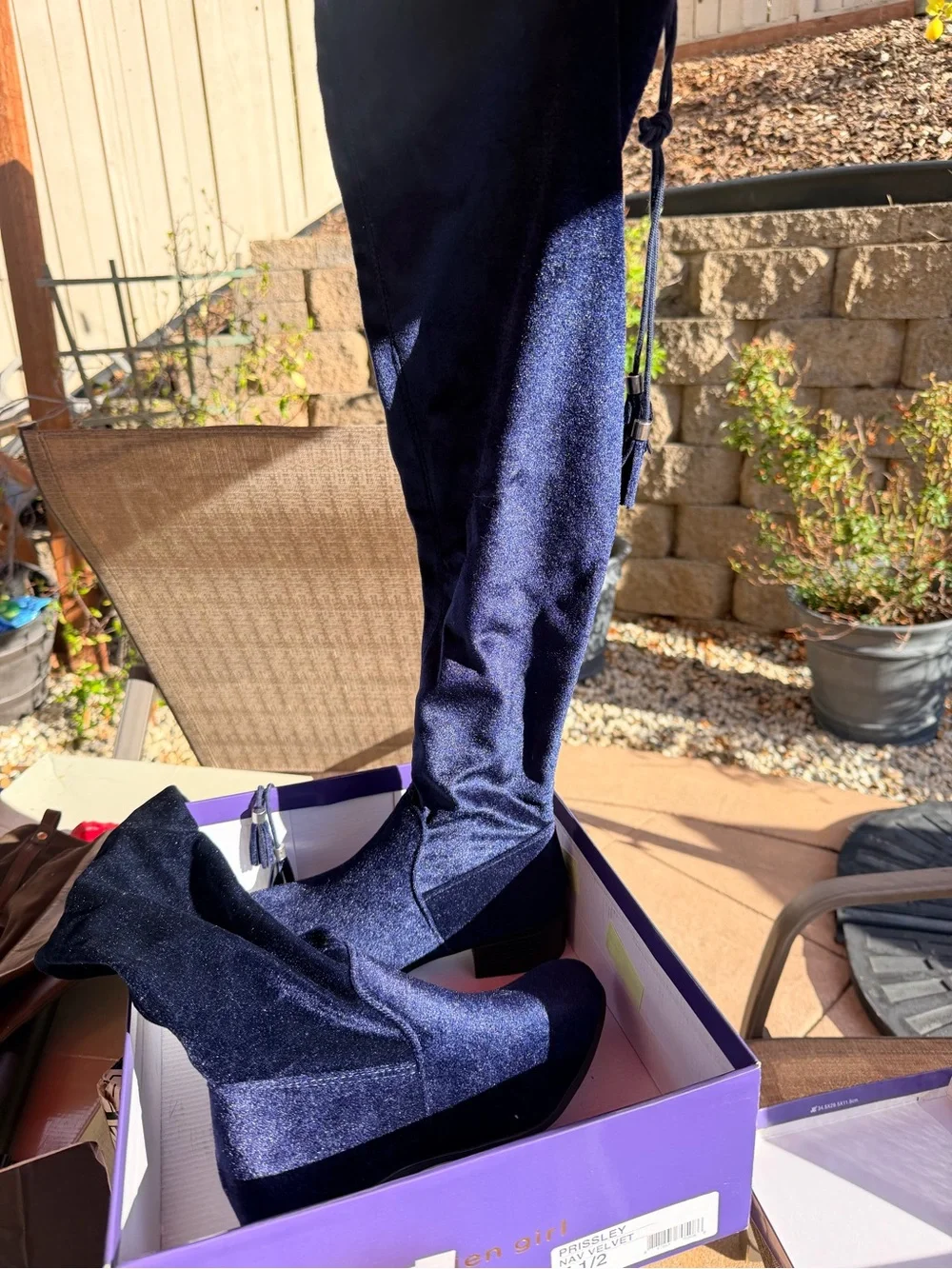 Madden Girl Navy Velvet Over-the-Knee Boots